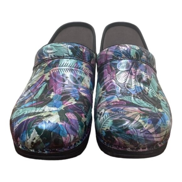 Dansko New Women's LT Pro Clogs Watercolor Tooled Leather size 38 - Picture 1 of 11